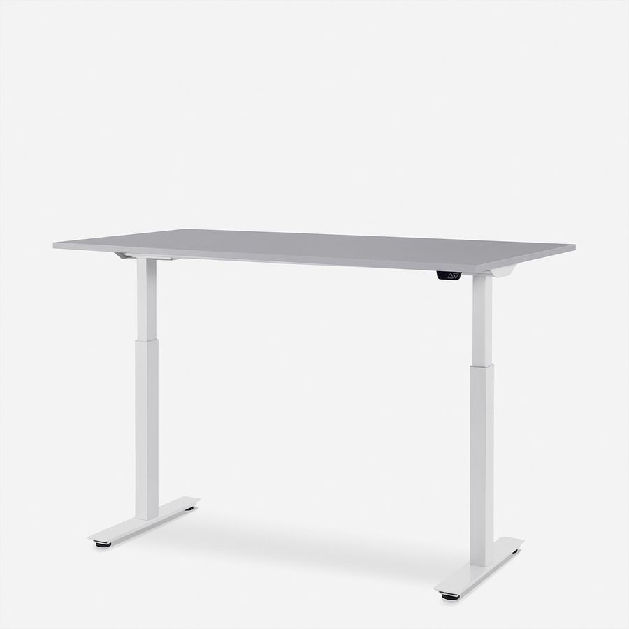 WRK21 Schreibtisch Smart 100 x 60 cm, Höhenverstellbar, Grau Uni / Weiss
