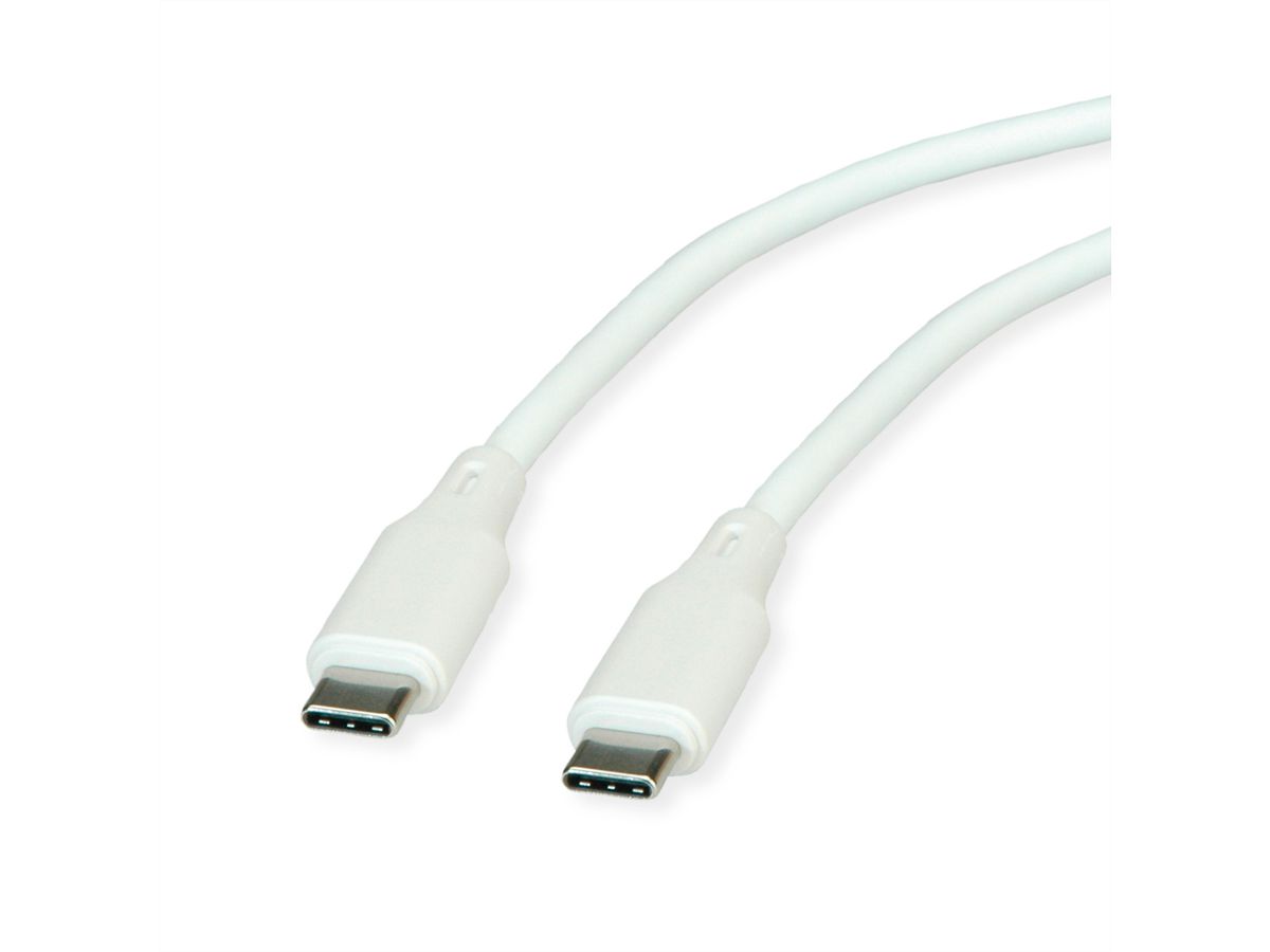 ROLINE USB 2.0 Kabel, Typ C-C, ST/ST, Silikon, 60W, weiss, 1 m