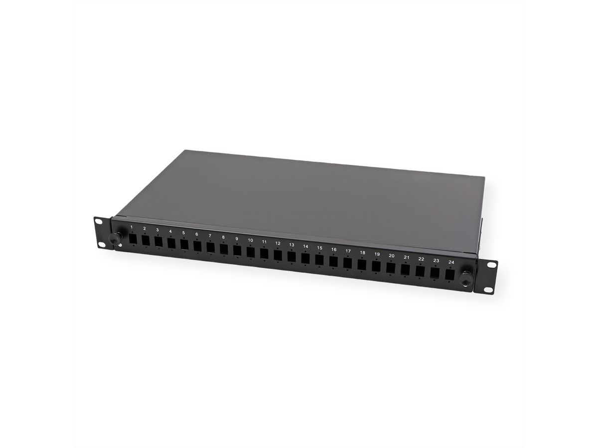 VALUE 19-Zoll-Spleißbox leer 1 HE, ausziehbar, 24x SC SX / LC DX