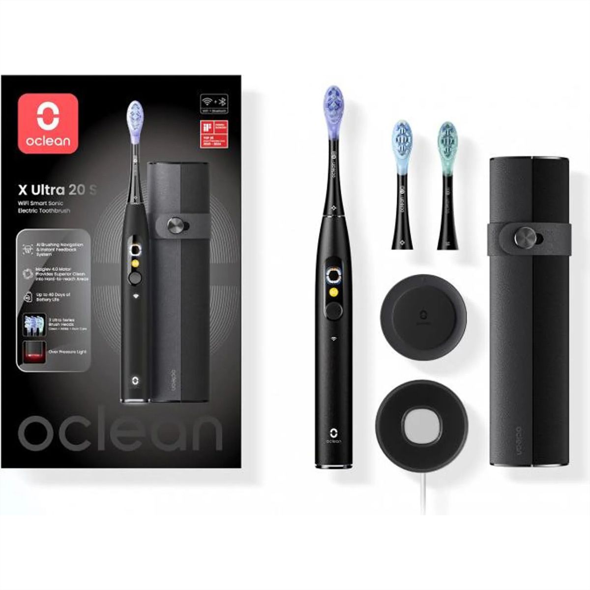 Oclean X Ultra 20 Set Schallzahnbürste Grün, 84’000 Bewegungen/min, Smart Touchscreen, 40 Tage Akku