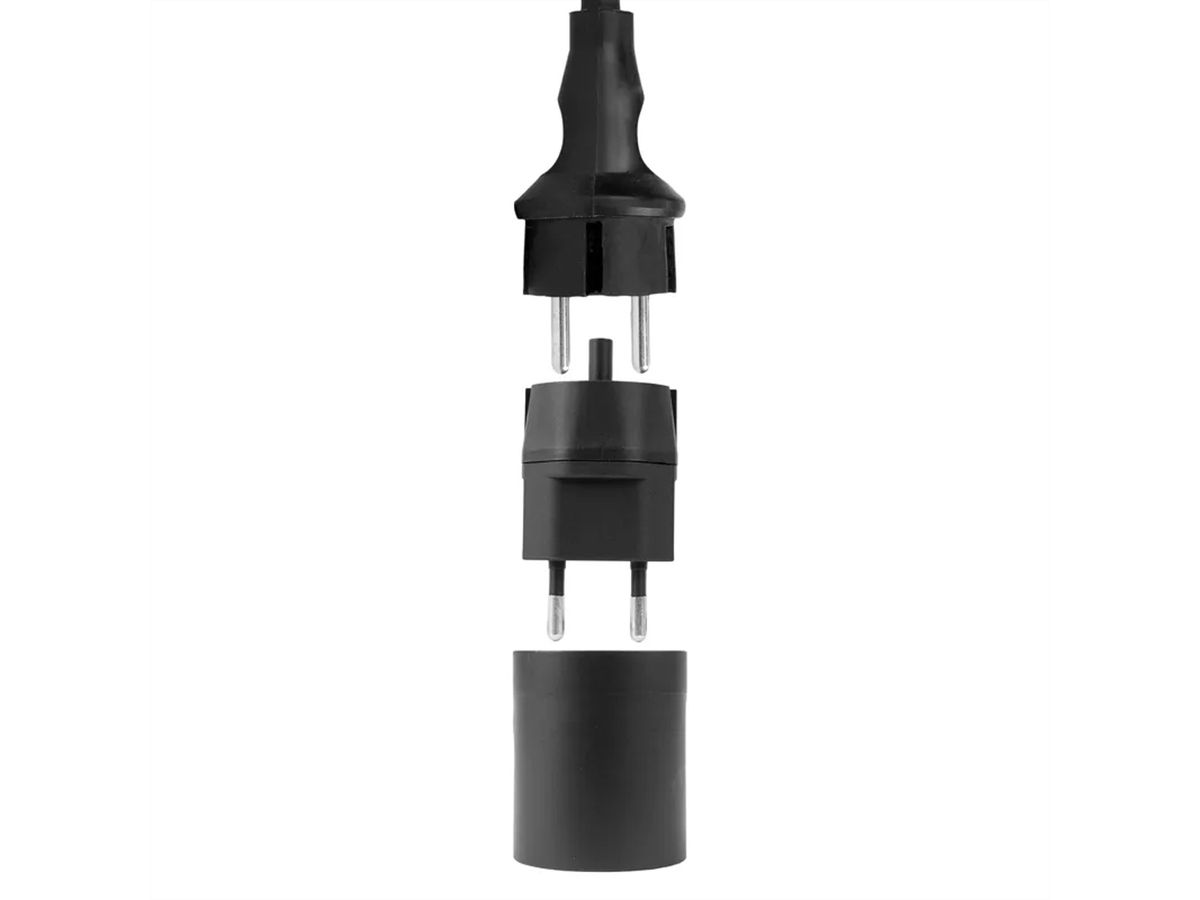Steffen FIX Adapter DE/CH, CEE7/17 T11 2-polig dezentral schwarz