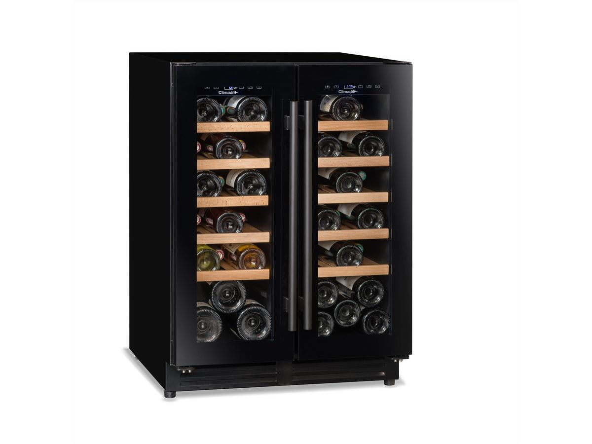 Climadiff Armoire à vin CBU40D1B, Autonome, 2 zones, 40 bouteilles