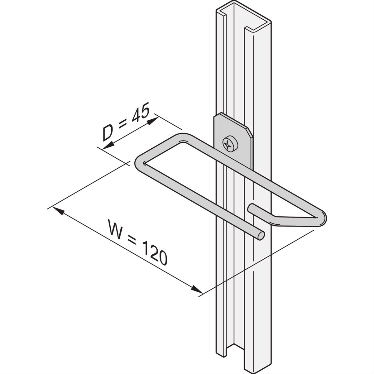 Oeillet de câble SCHROFF pour rail C, acier, 120 x 45 mm