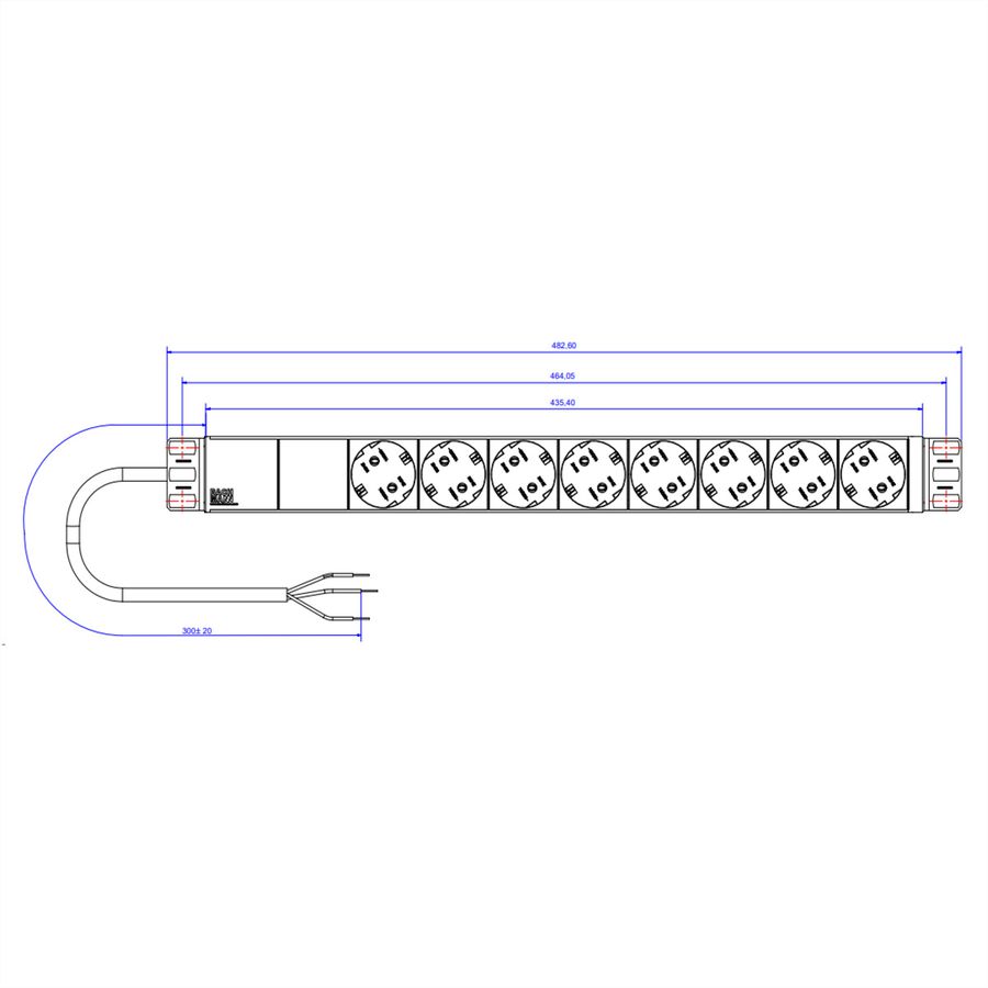 BACHMANN 19" 1U 8xCEE7/3 avec câble de contrôle