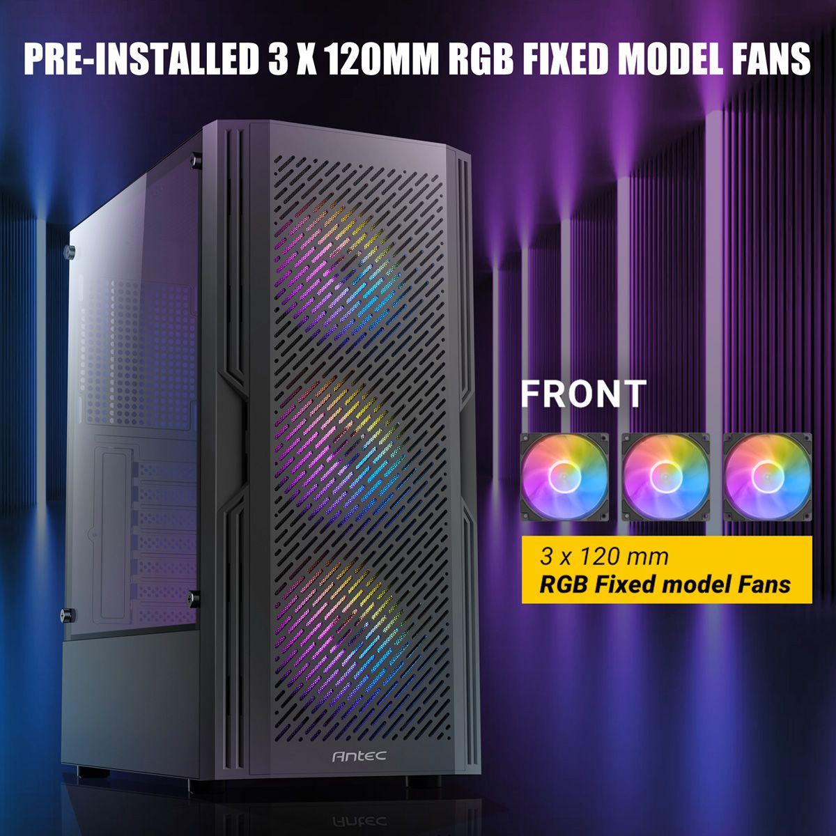 ANTEC AX20 PC Gehäuse Midi Tower Gaming Black ATX, schwarz