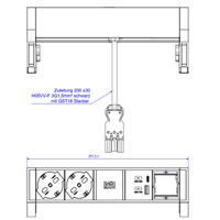 BACHMANN DESK2 2xP40 1xUSB A/C 22W 1xCM, ITALIE