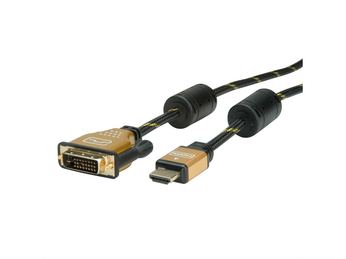 ROLINE GOLD Monitorkabel DVI (24+1) - HDMI, ST/ST, 1,5 m