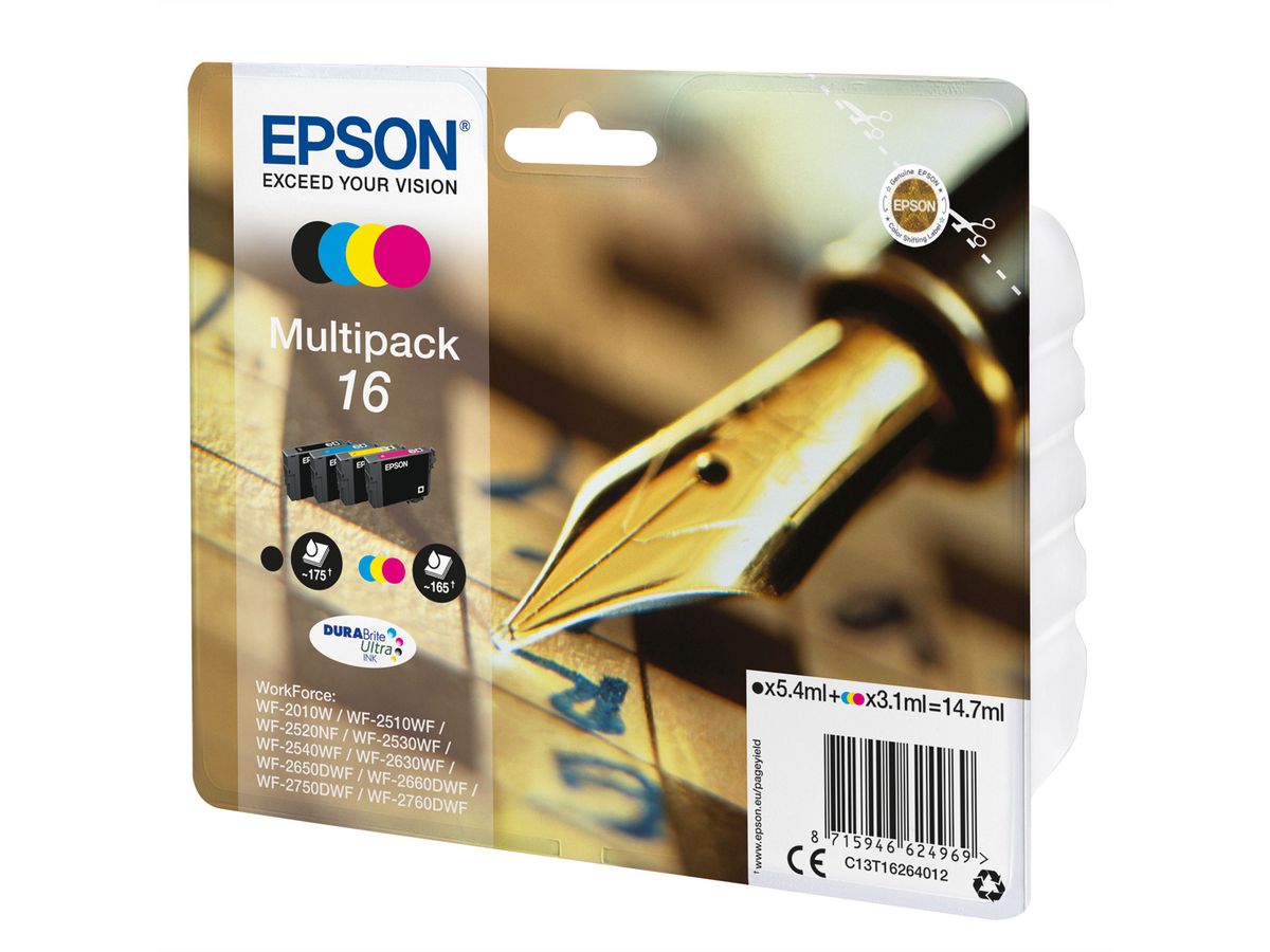EPSON T1626, Multipack, 16, WF-2010 schwarz, cyan, magenta, yellow