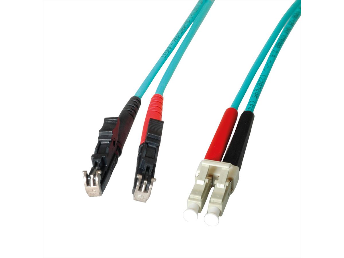 LEONI LWL-Kabel duplex 50/125µm OM3, R&M E2000 / Suhner LC, 1 m
