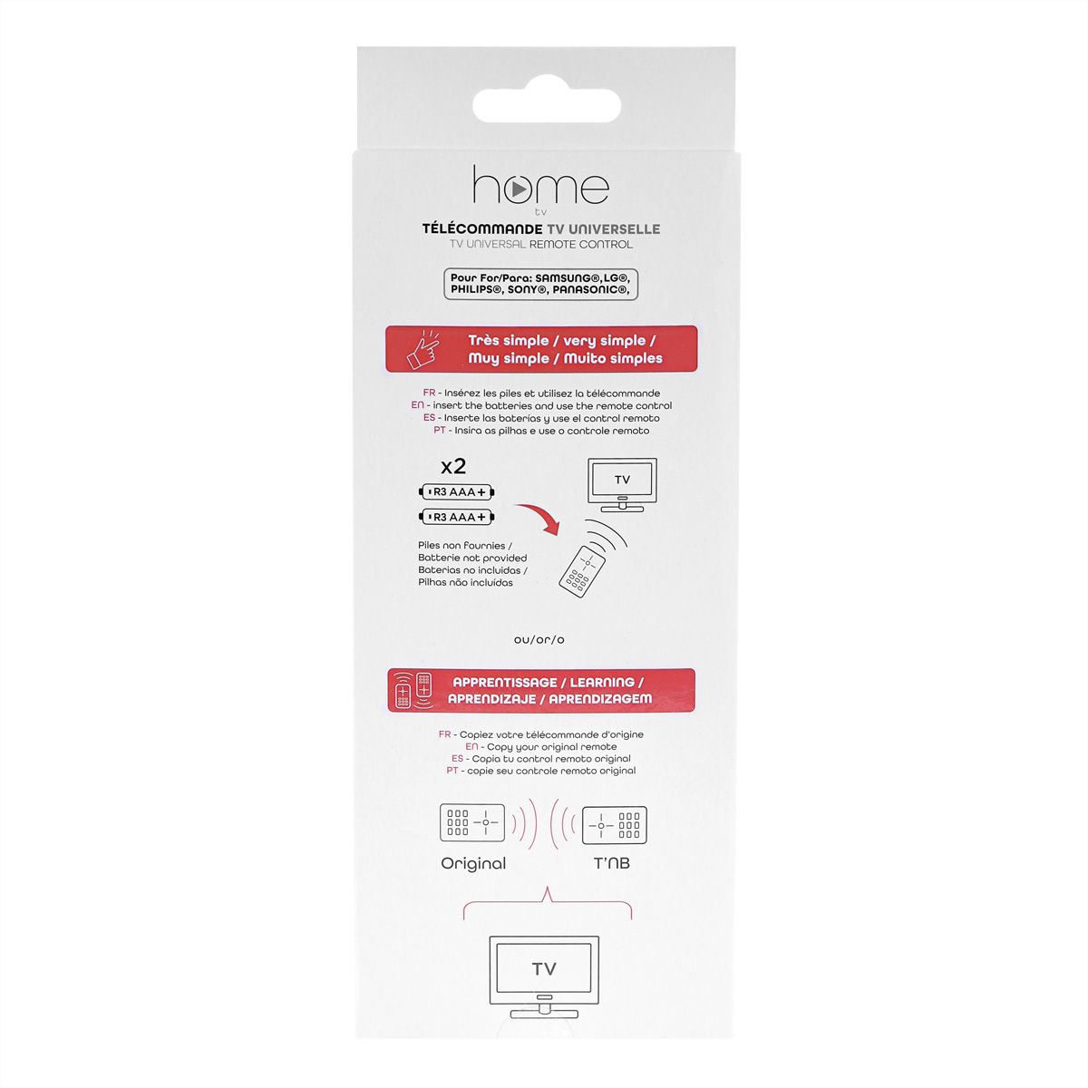 T'nB Universalfernbedienung Panasonic, Philips, LG, Samsung & Sony