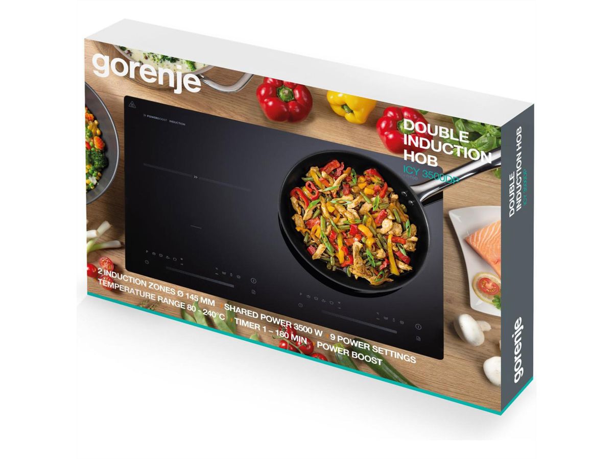 Gorenje Induktionskochfeld ICY3500DGP, 3400W, 45mm, schwarz, doppelt