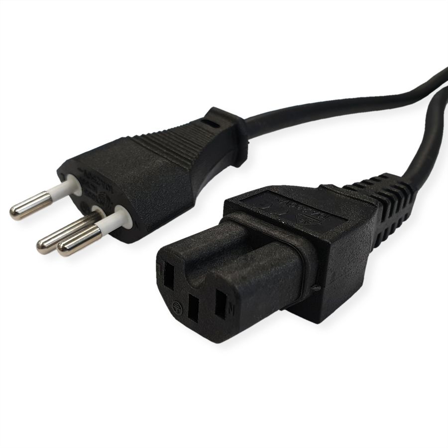 VALUE Netzkabel T12 auf C15, schwarz, 1,8 m
