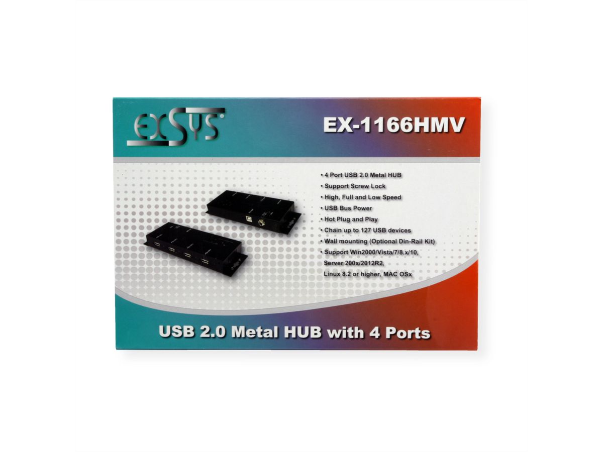 EXSYS EX-1166HMV Hub métal externe USB 2.0 vissable