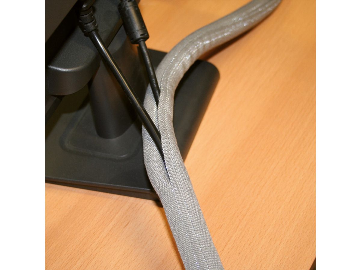 VALUE Gewebeschlauch SNAP für Kabelbündelung, grau, 2,5 m