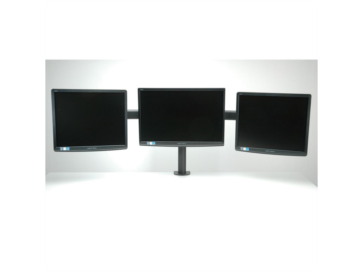 VALUE LCD-Triple-Arm Trägerstange, schwarz, Tischmontage, bis 3x 8 kg