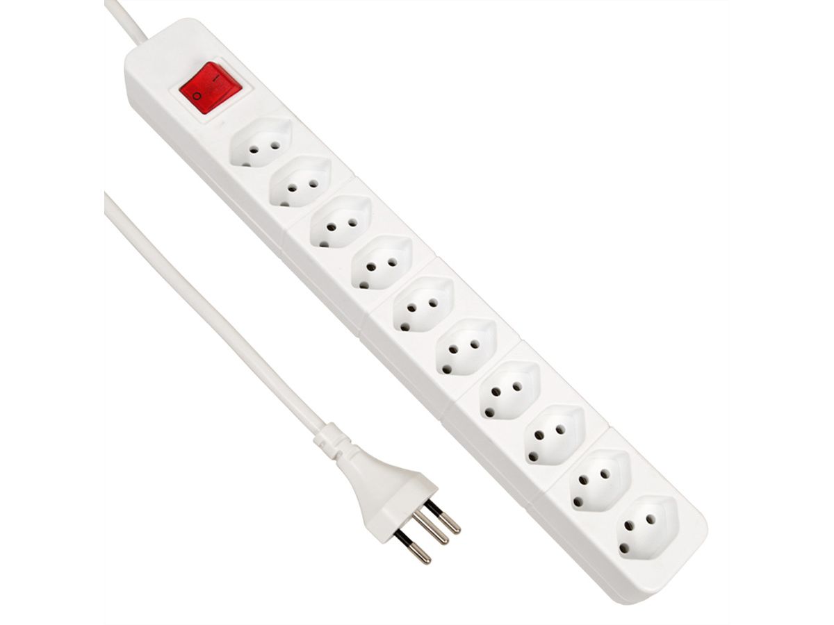 BLANK Steckdosenleiste, 10fach T13, mit Schalter, weiss