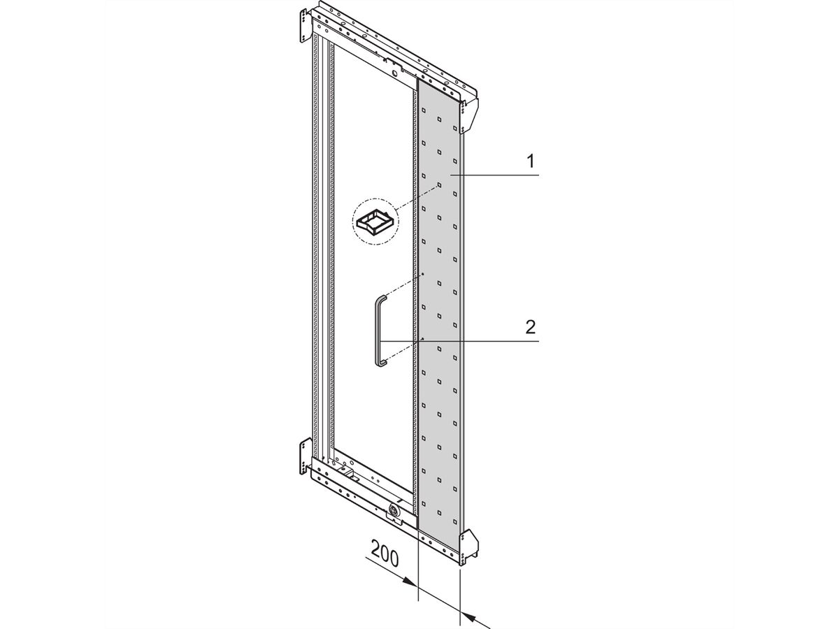 SCHROFF Varistar 19" garniture de cadre d'armoire pivotante, 38 U Assemblage asymétrique