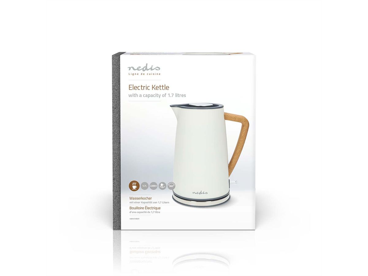 Nedis Wasserkocher 1.7 l, weiss, Soft Touch, Strix
