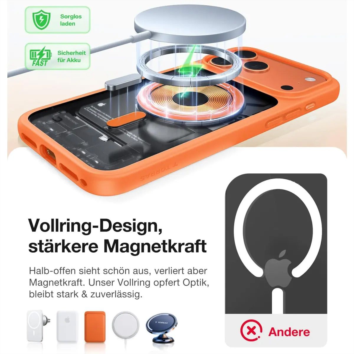 Torras Guardian Case, iPhone 17 Pro Max, MagSafe, orange