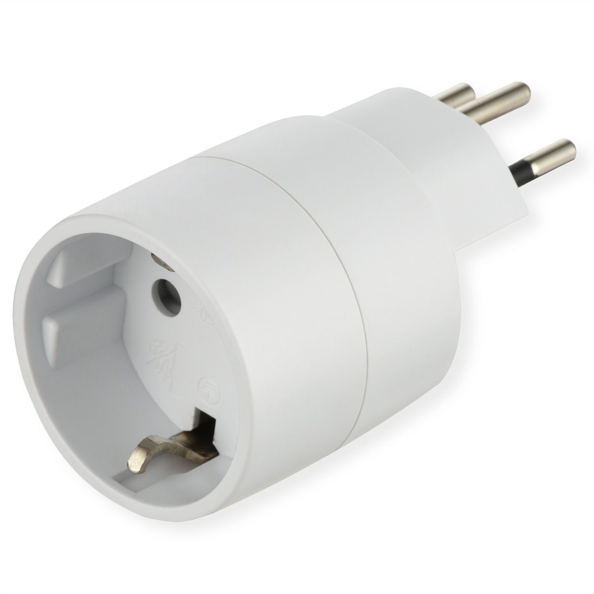 Reiseadapter CH/D NO BLOCK, Stecker T12/Schutzkontakt-Buchse, weiss