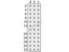 Connecteur SCHROFF Type F, EN 60603, DIN 41612, Femelle, 32 contacts z d, Oeillets à souder, 9.5 mm