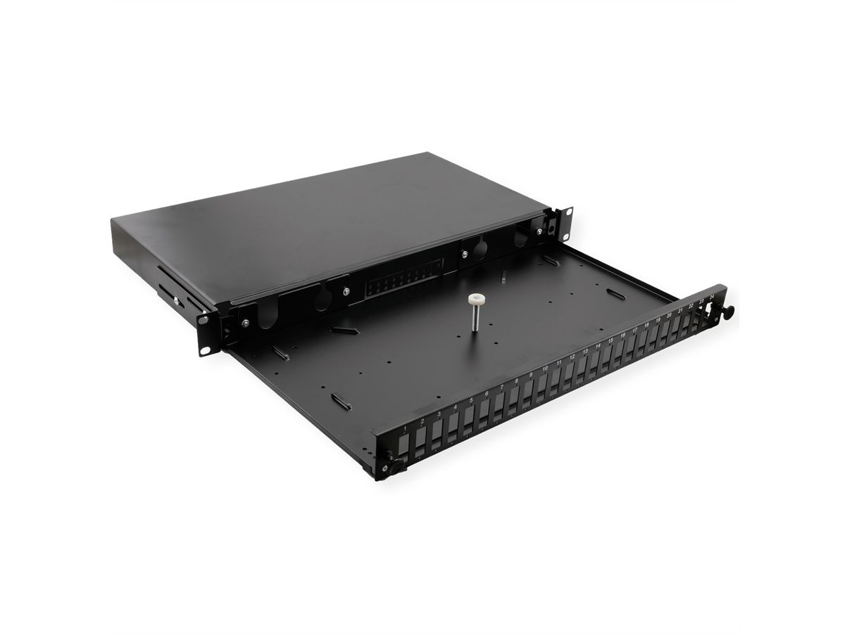 VALUE 19-Zoll-Spleißbox leer 1 HE, 24x SC DX / LC 4-fach, ausziehbar