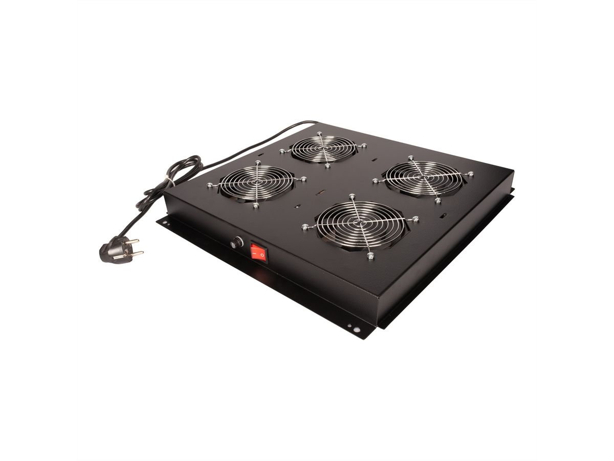 ROLINE 19-Zoll Dachlüftereinheit 4 Lüfter, ON/OFF schwarz