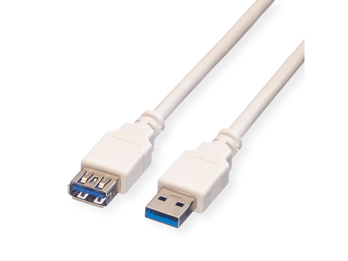 VALUE USB 3.2 Gen 1 Verlängerungskabel, Typ A-A, ST/BU, weiß, 0,8 m
