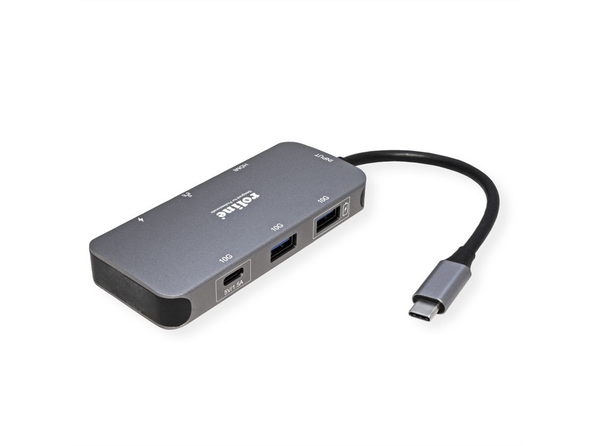 ROLINE Station d'accueil USB 3.2 Gen 2 multiports de type C, HDMI 4K, LAN