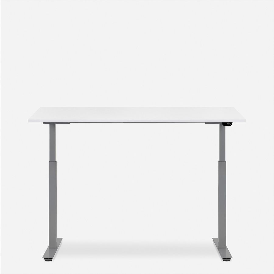 WRK21 Bureau Smart 140 x 80 cm, Hauteur réglable, Blanc uni / Gris