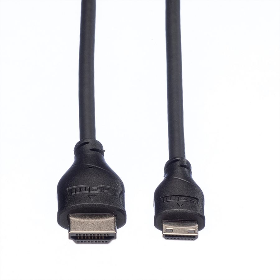 ROLINE HDMI High Speed Kabel mit Ethernet, HDMI ST - Mini HDMI ST, 2 m