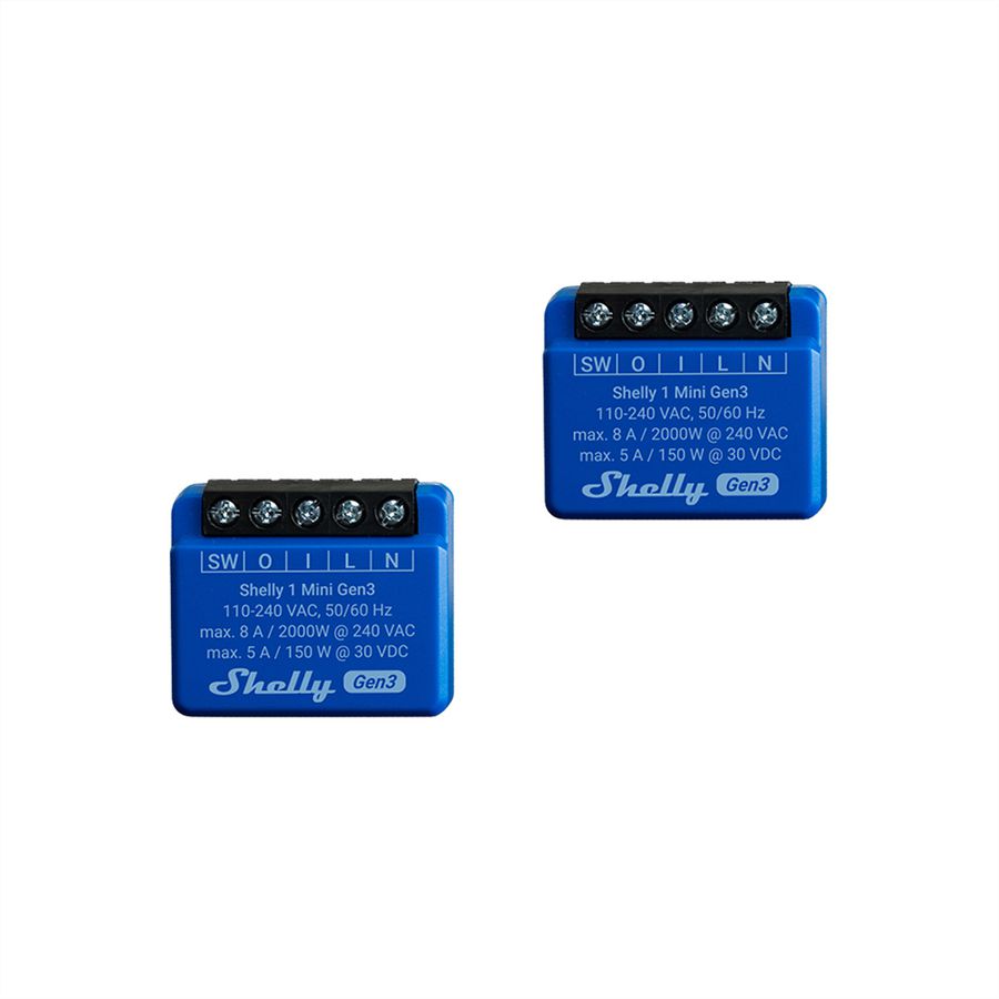 Shelly Acteur de switch 1 Mini Gen3 (2 pièces)