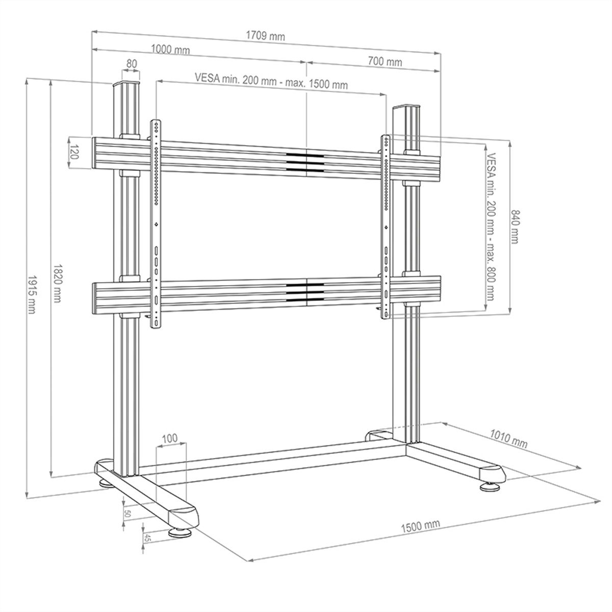 Hagor mobiles Standsystem CPS Floorstand Single 86-110" (système de pied)