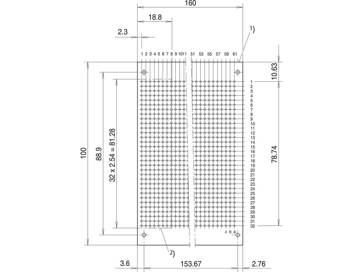 SCHROFF Doppel-LED, kurze Bauform, x 3,2 mm - LED 3.2 GE/GE 2MA 1.EBENE