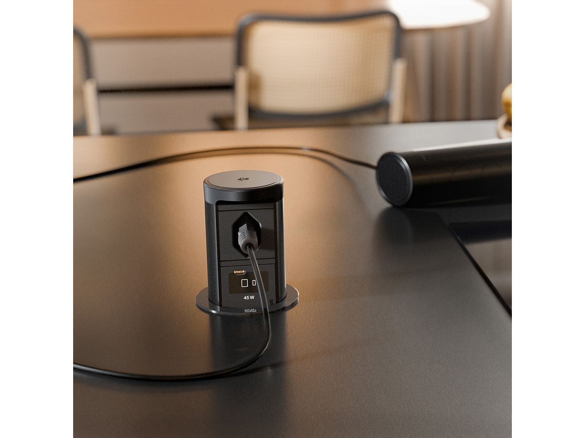 BACHMANN ELEVATOR2 1xCH T13, 1xUSB C Wireless Charger RAL9005 2,0m AE