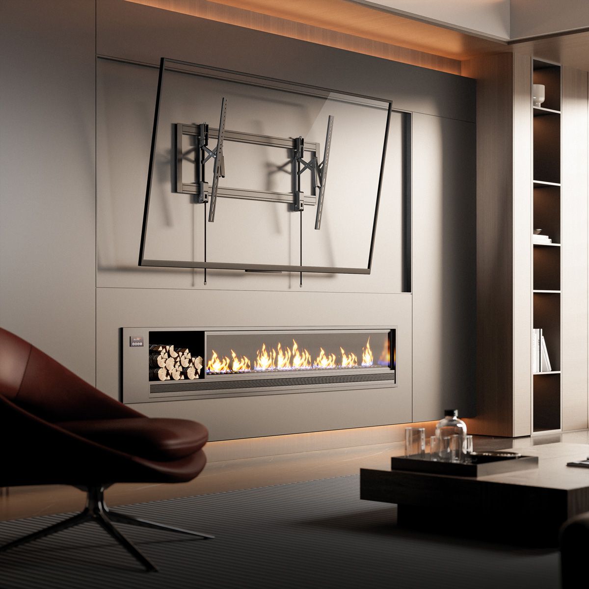 VALUE  Support mural TV, très résistant, télescopique, inclinable, fixe, <80 kg, <266,7cm (105"), 1000 x 600