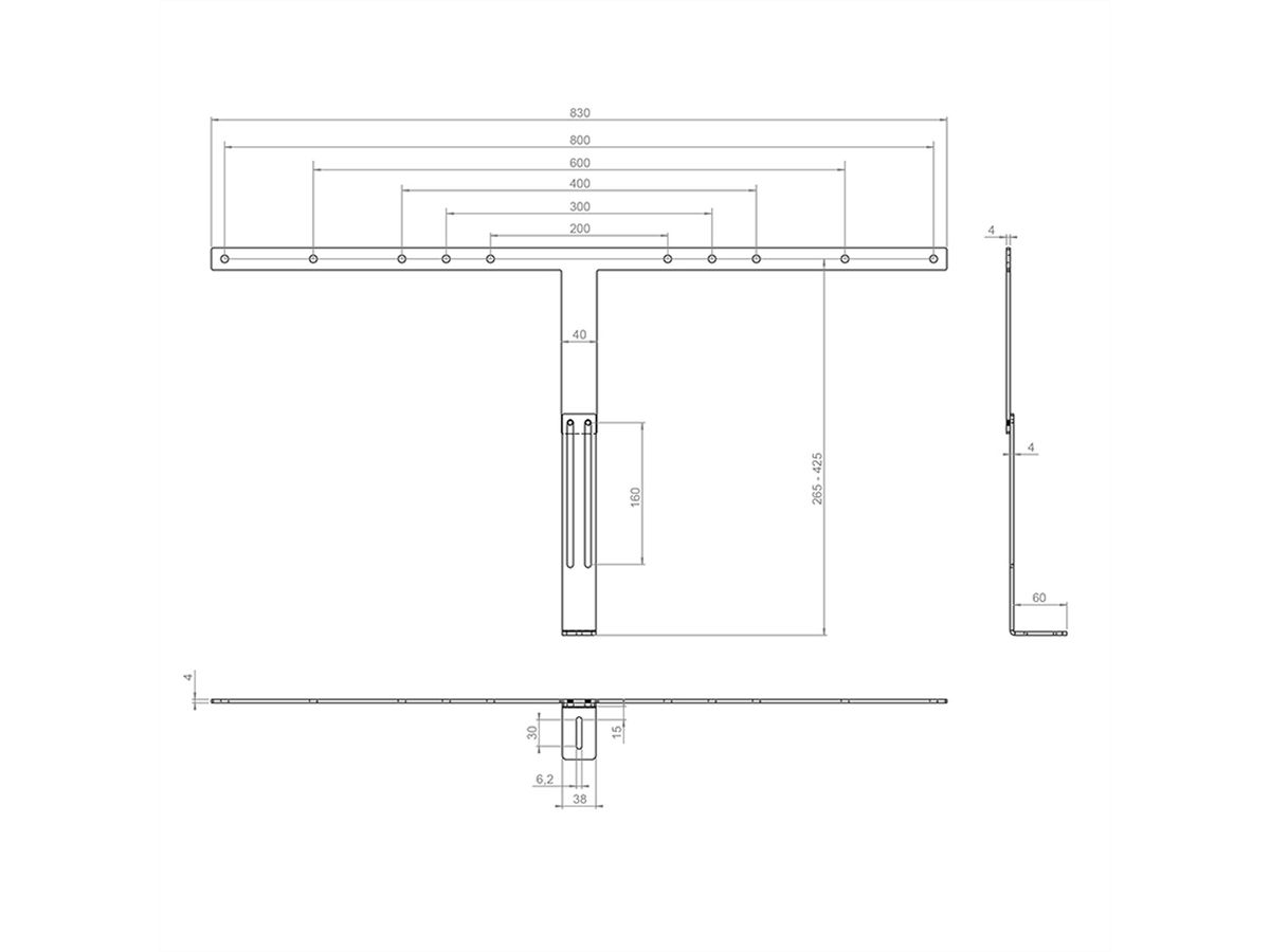 Hagor Poly P15 E70 X30 Adaptateur d'écran 55 - 75, noir