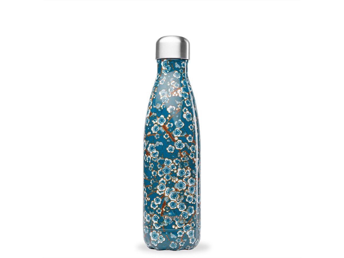 Qwetch Flowers Bouteille en acier isolée, 500ml, bleu