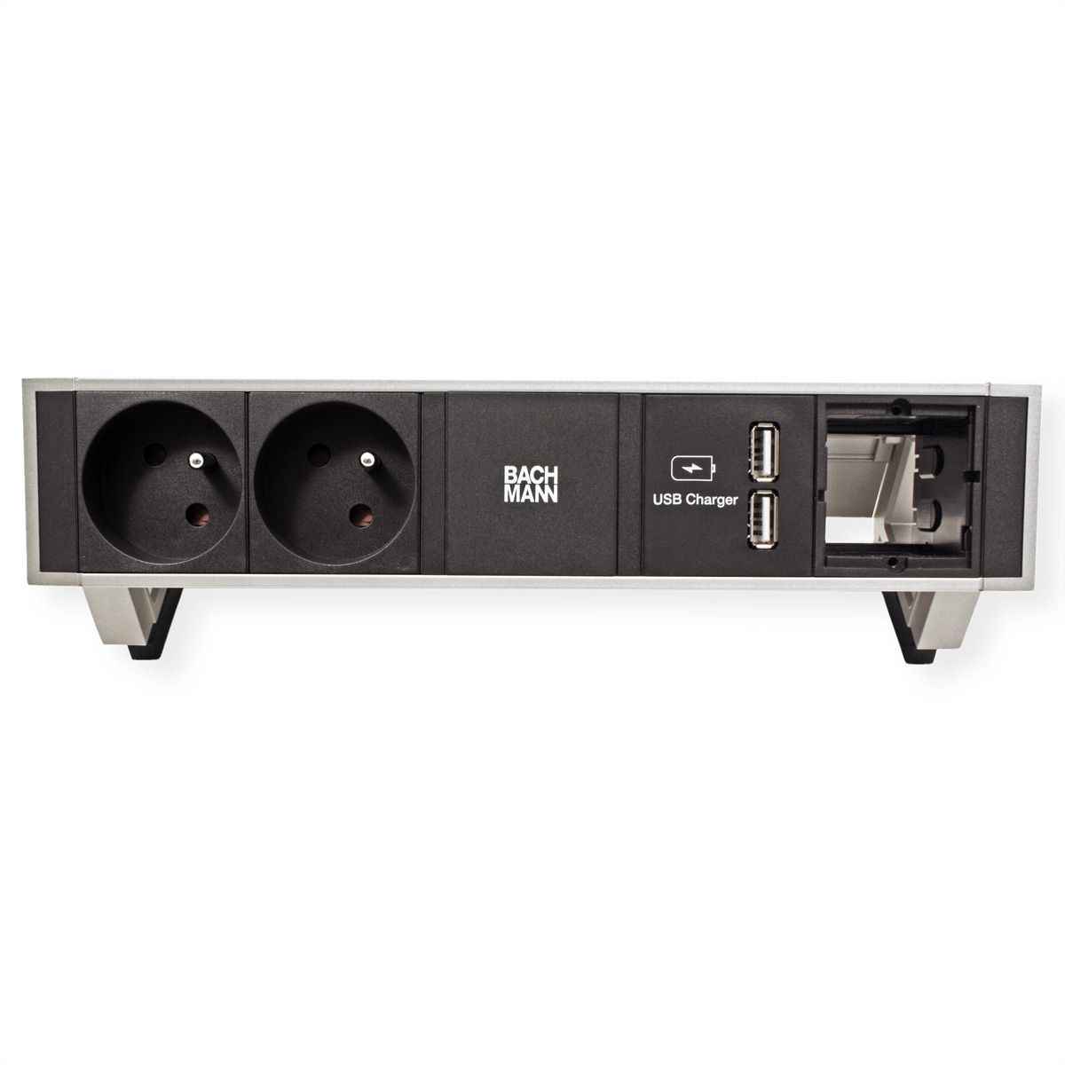 BACHMANN DESK2 2xUTE 35° 1xUSB Charger 1xCM Strom 0,2m GST18 Inox