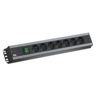 BACHMANN Multiprise 7x contact de protection, interrupteur, compatible rack 19 pouces, Fiche coudée, 2 m