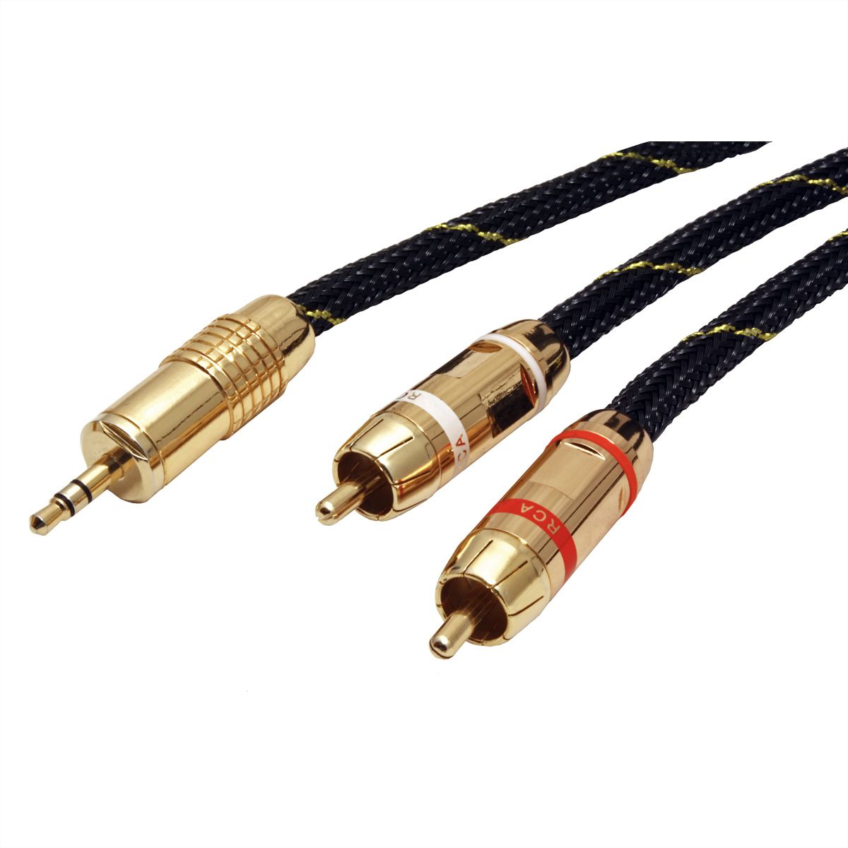 ROLINE GOLD Audio-Verbindungskabel, 3,5mm Stereo - 2x Cinch, ST/ST, 5 m