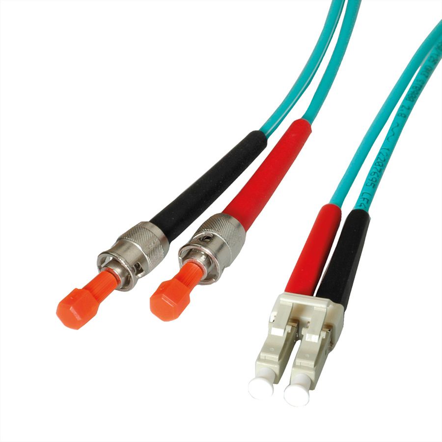 LEONI LWL-Kabel duplex 50/125µm OM3, Suhner LC/ST, 3 m