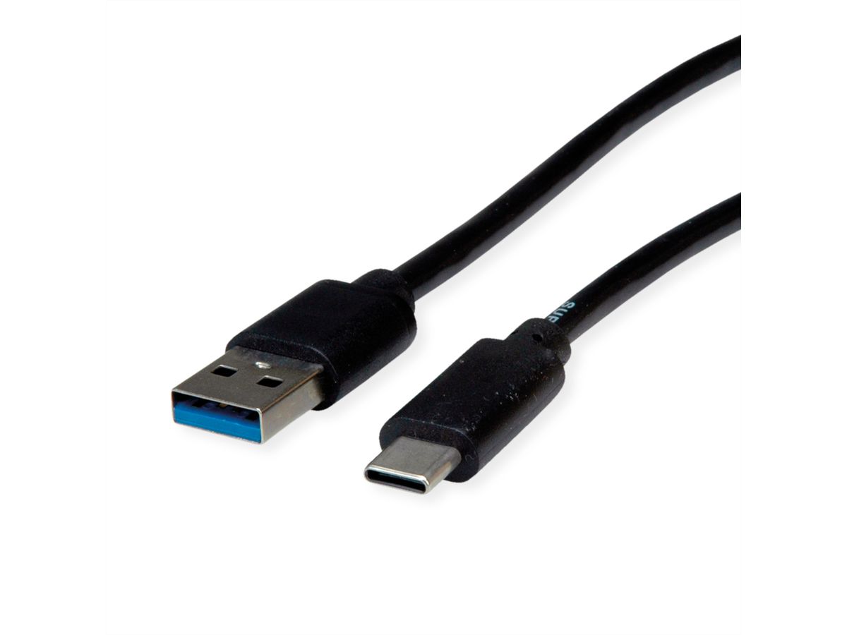 ROLINE RM USB 3.2 Gen 1 Kabel, USB A-C, ST/ST, schwarz, 0,5 m