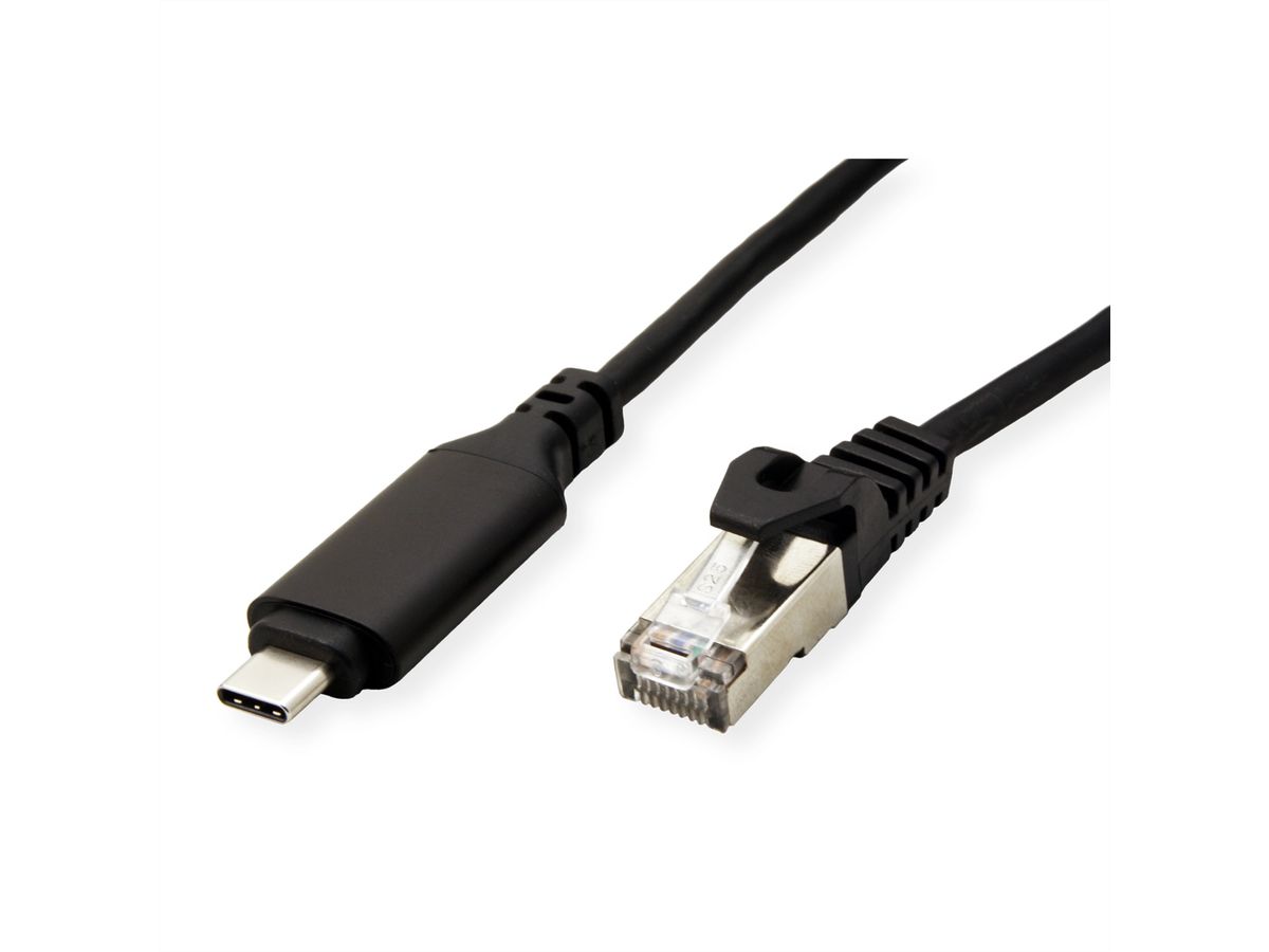 ROLINE USB 3.2 Gen 2 Typ C zu Gigabit Ethernet Konverterkabel, schwarz, 5 m