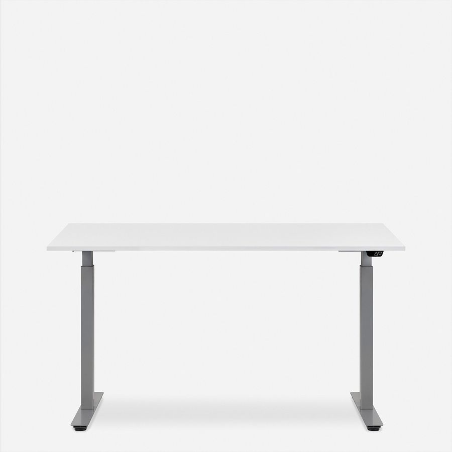 WRK21 Bureau Smart 160 x 80 cm, Hauteur réglable, Blanc uni / Gris