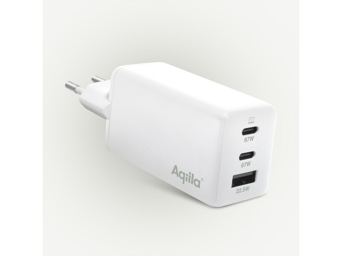 Aqiila UCB-C Ladeadapter W3 , 67W, 2x USB-C, 1x USB-A