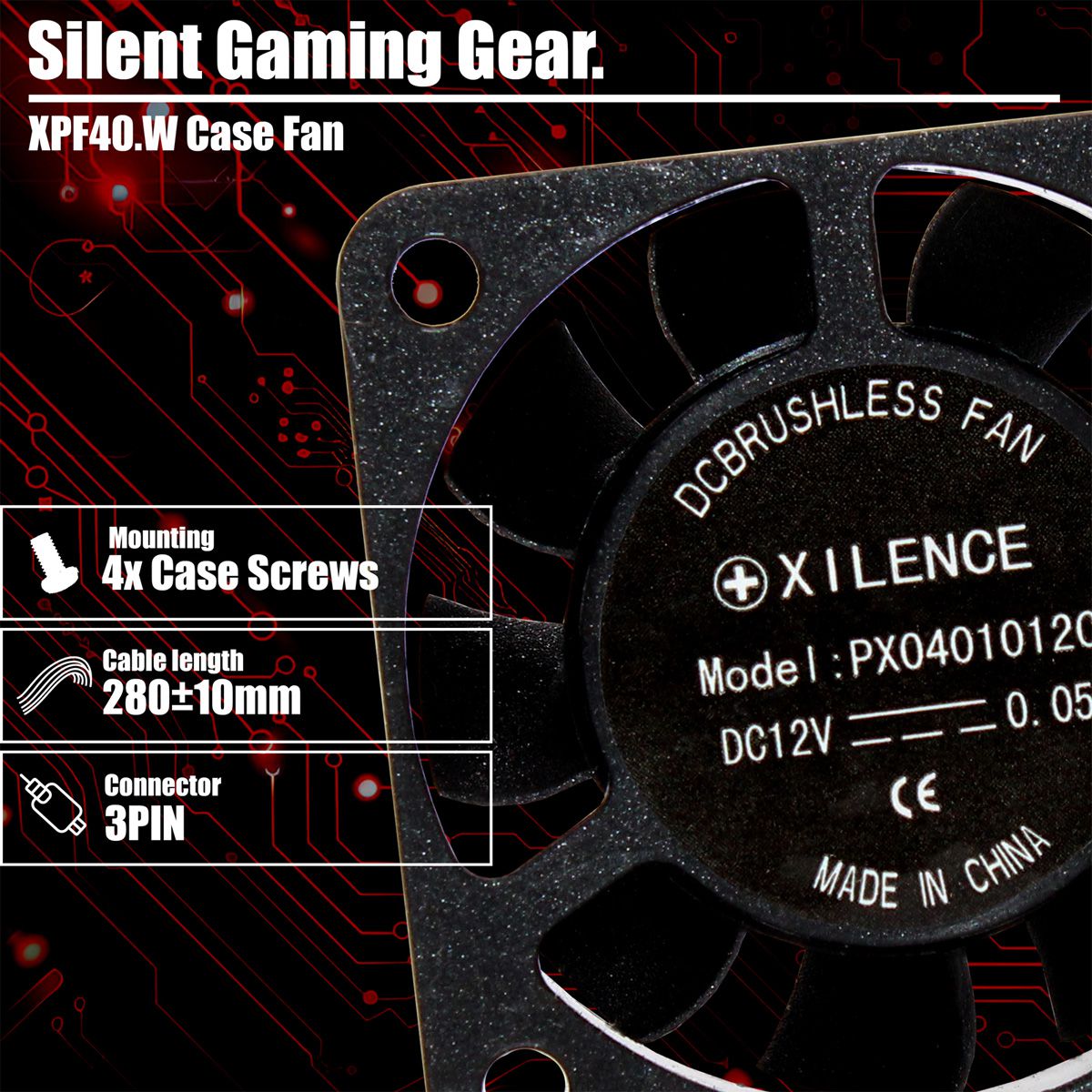 Xilence XPF40.W 40mm Gehäuselüfter, 3PIN, White Box