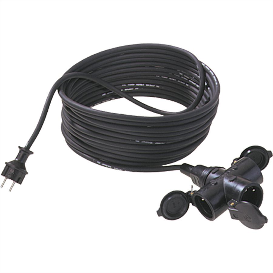 BACHMANN Extension 3G1,5mm², 3x, H07RN-F Gummi/Neopren 3fach, schwarz, 25 m