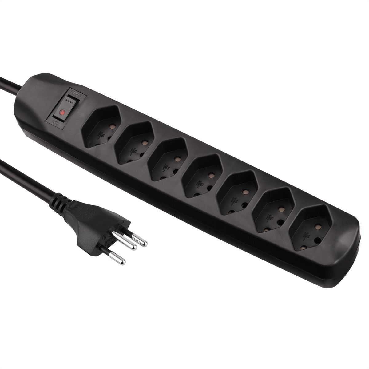 BLANK Multiprise, 7xT13, avec interrupteur, noir