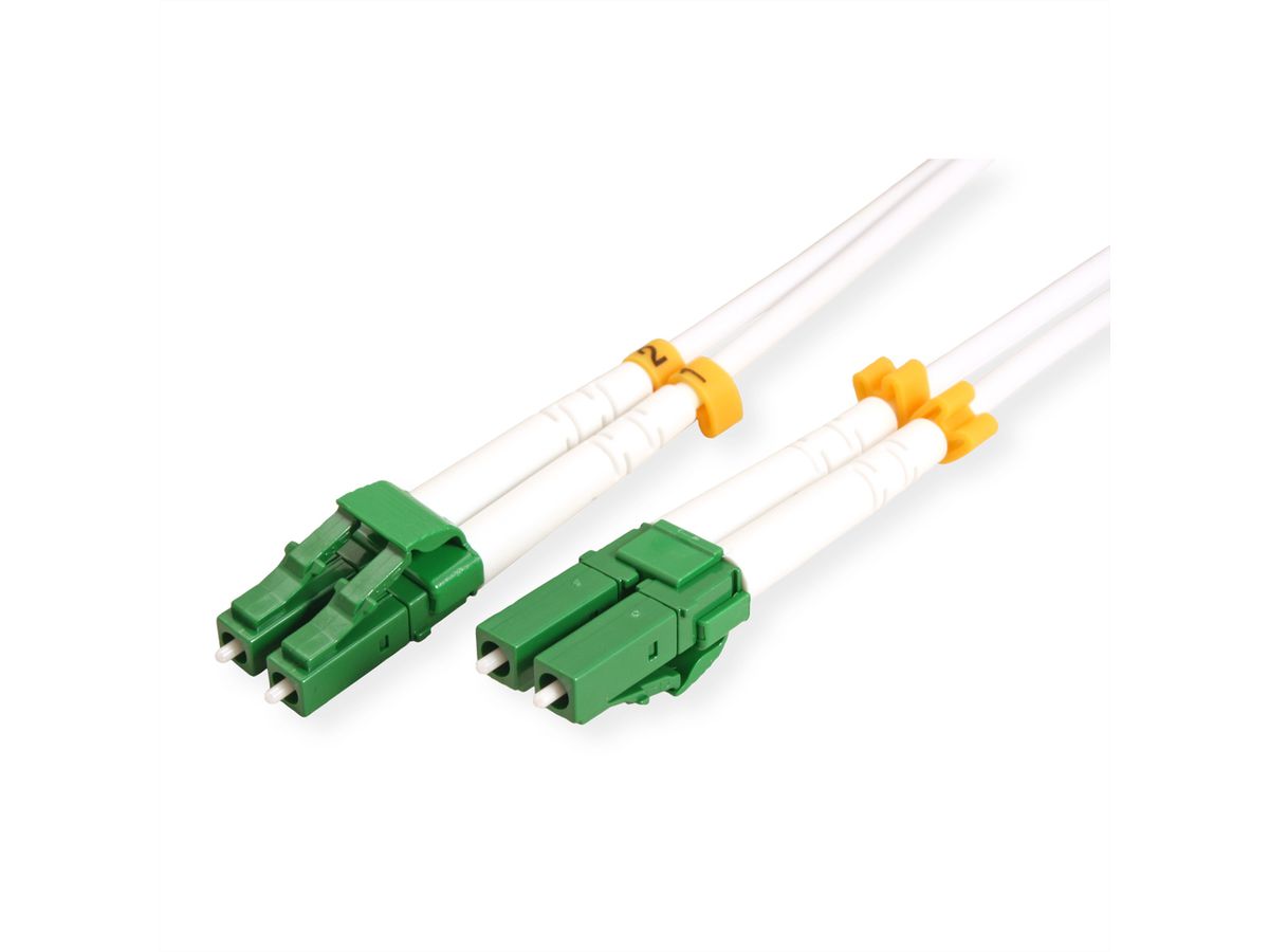 ROLINE LWL-Kabel Duplex, 9/125µm OS2, LC-APC/LC-APC, stahlarmiert, LSOH, weiß, 10 m